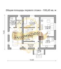 Планировка дома из газобетона с мансардой 9,6х9,6 м.