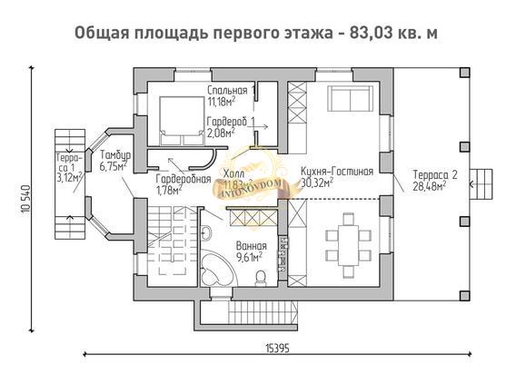 Планировка Дом из газосиликатных блоков AN014-14