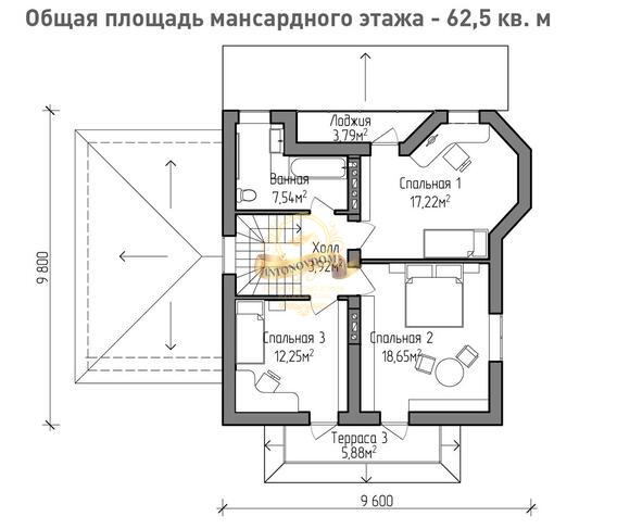 Планировка Дом из пеноблоков AN006-13