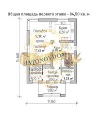 Планировка двухэтажного дома из газобетона с котельной.