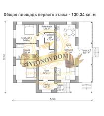 Планировка дома из газобетона с мансардой и гостинной.