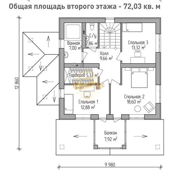 Планировка Дом из пеноблоков AN062-16