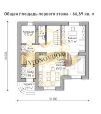 Планировка двухэтажного дома из газобетона с котельной.