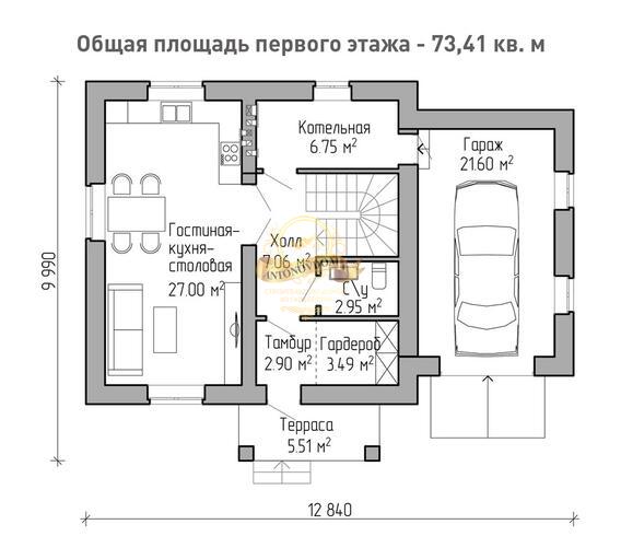 Планировка Дом из газосиликатных блоков AN034-14