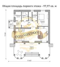 Планировка двухэтажного дома из газобетона с террасой.