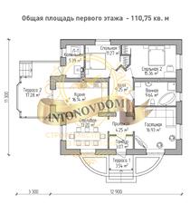 Планировка одноэтажного дома из газобетона с террасой