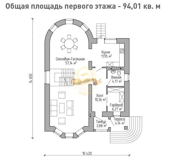 Планировка Дом из пеноблоков AN039-12