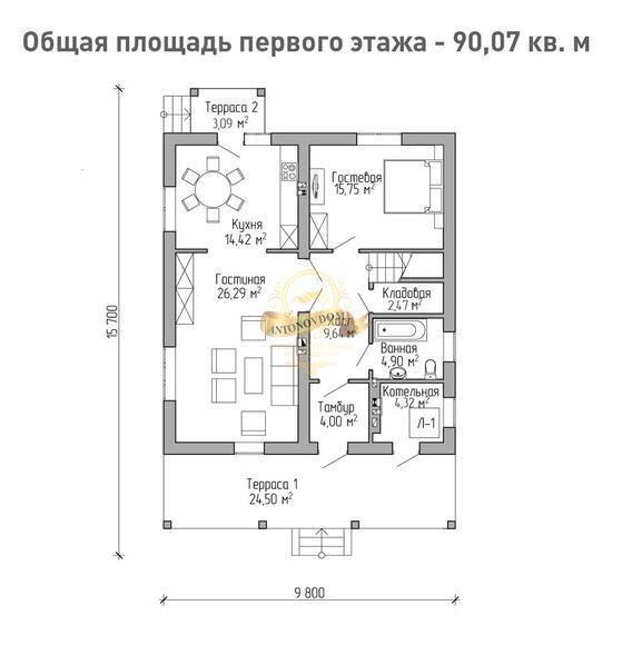 Планировка Дом из газосиликатных блоков AN030-13