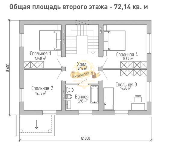 Планировка Дом из пеноблоков AN006-14
