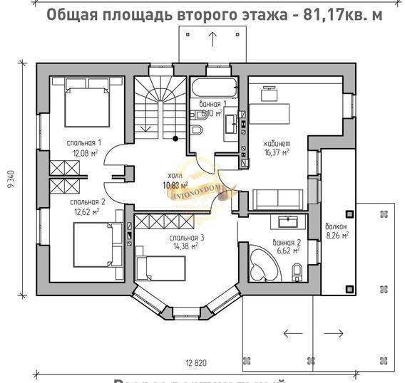 Планировка Дом из пеноблоков AN001-13