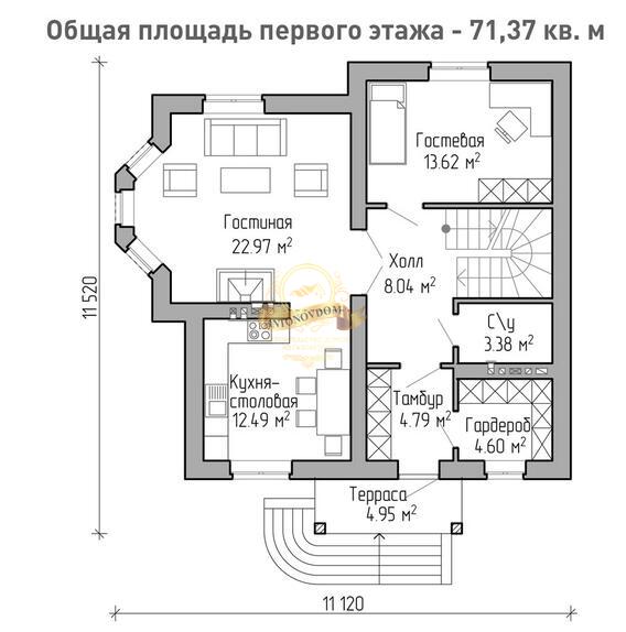 Планировка Дом из газосиликатных блоков AN065-13