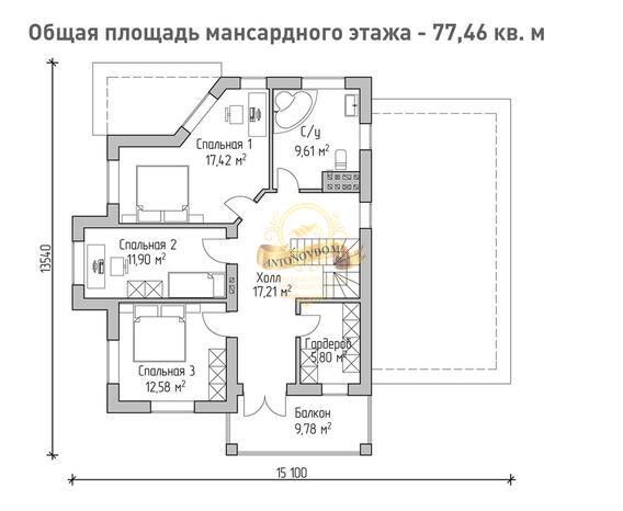 Планировка Дом из газосиликатных блоков AN050-11