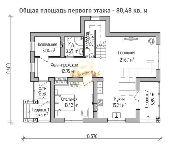 Планировка Дом из пеноблоков AN054-17