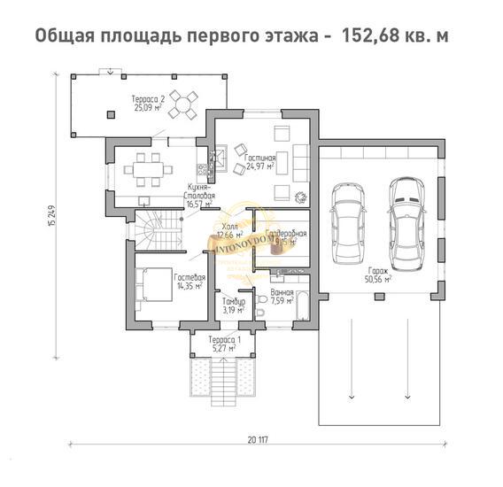 Планировка Дом из пеноблоков AN060-13