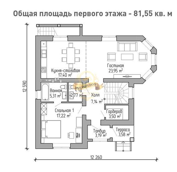 Планировка Дом из пеноблоков AN068-13