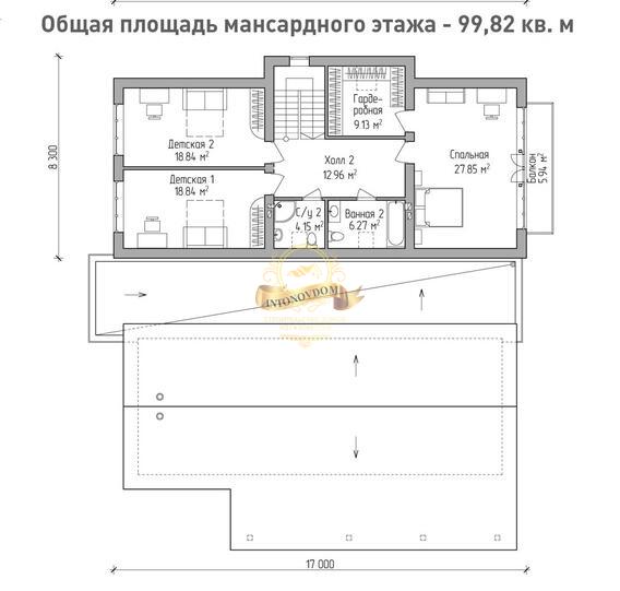 Планировка Дом из газосиликатных блоков AN010-17