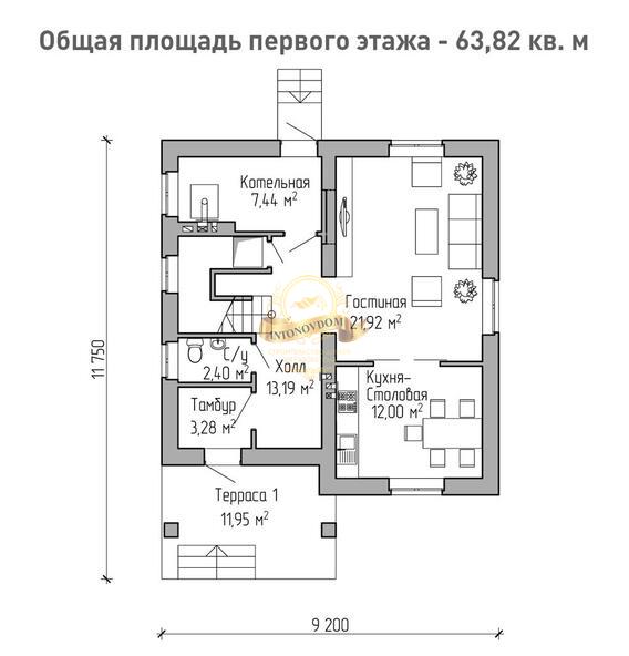 Планировка Дом из пеноблоков AN061-12