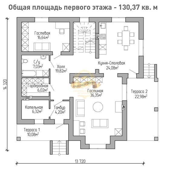 Планировка Дом из газосиликатных блоков AN014-13