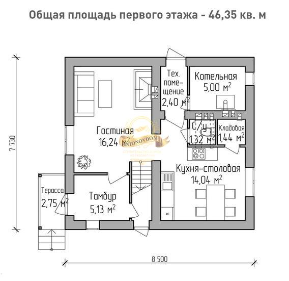 Планировка Дом из пеноблоков AN014-12