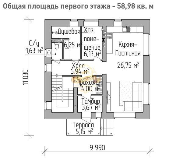 Планировка Дом из пеноблоков AN128-16