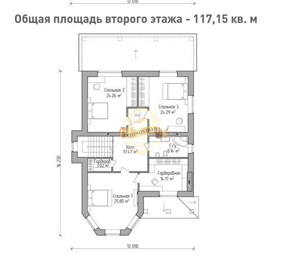 Планировка Дом из газосиликатных блоков AN105-16
