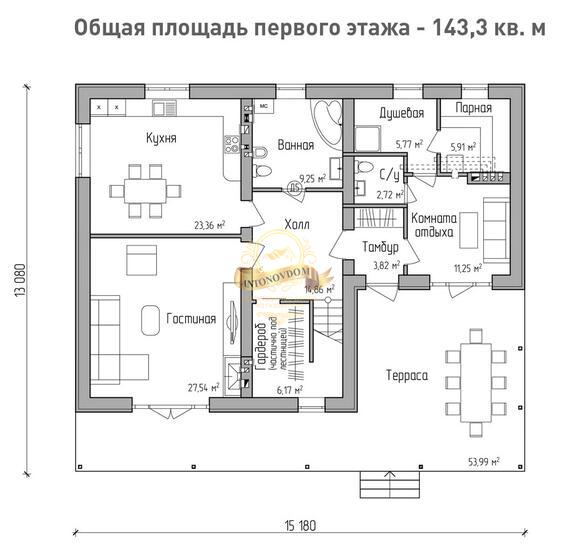 Планировка Дом из пеноблоков AN024-16