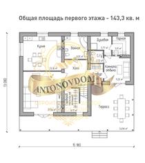 Планировка двухэтажного дома из газобетона с балконом.