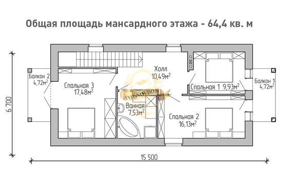 Планировка Дом из газосиликатных блоков AN010-14