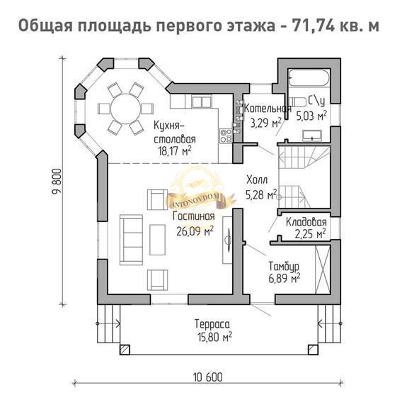 Планировка Дом из газосиликатных блоков AN012-13
