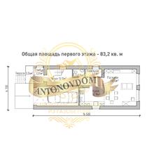 Планировка дома из газобетона с мансардой и гаражом.