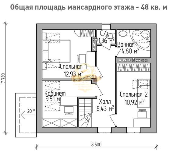 Планировка Дом из газосиликатных блоков AN014-12