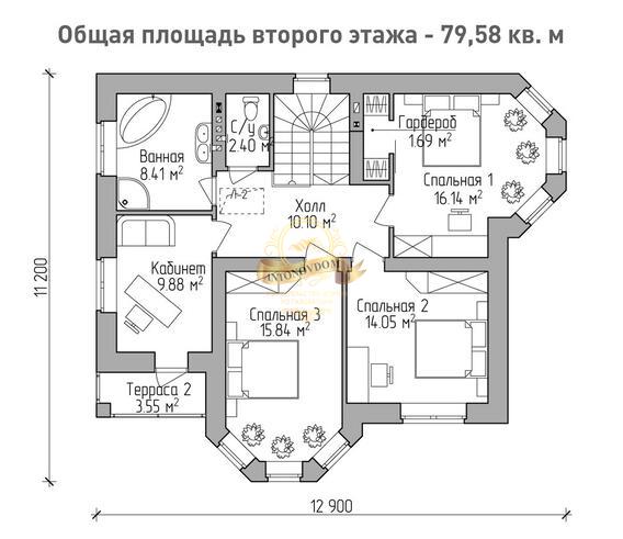 Планировка Дом из пеноблоков AN055-15