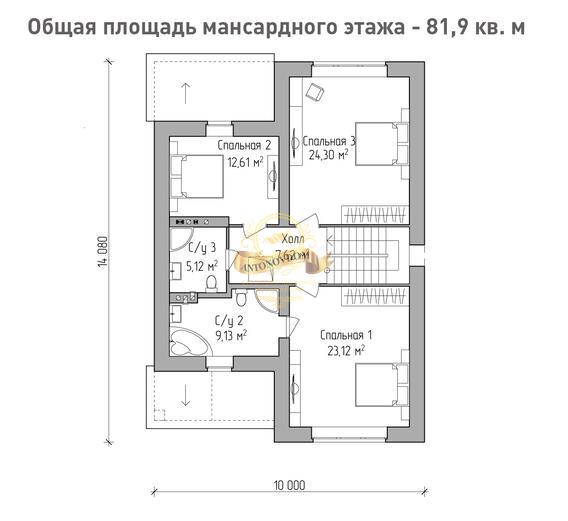 Планировка Дом из газосиликатных блоков AN011-15