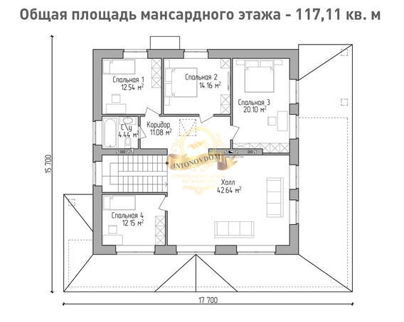 Планировка Дом из газосиликатных блоков AN057-14