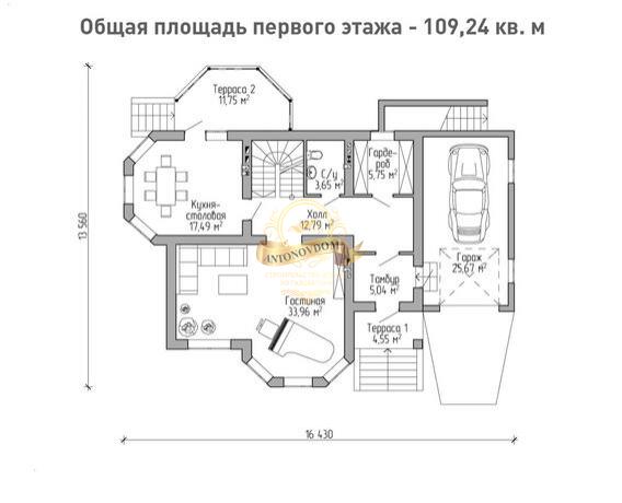 Планировка Дом из пеноблоков AN028-13