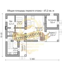 Планировка дома из газобетона с мансардой и котельной.