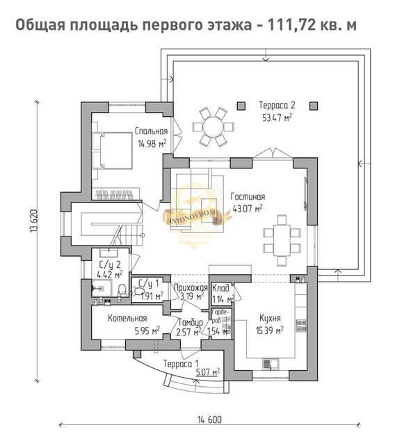 Планировка Дом из газабетона AN006-17