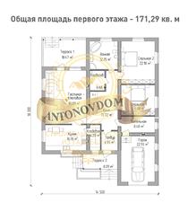 Планировка дома из газобетона с мансардой и вторым светом.