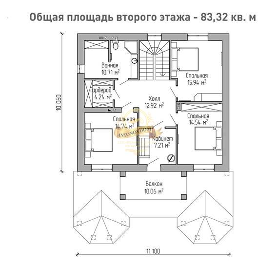 Планировка Дом из пеноблоков AN098-13