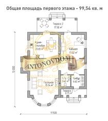 Планировка двухэтажного дома из газобетона с балконом.