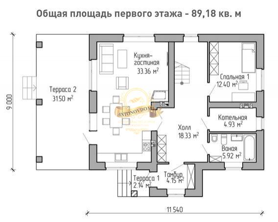 Планировка Дом из пеноблоков AN099-13
