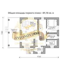 Планировка дома из газобетона с мансардой и террасой