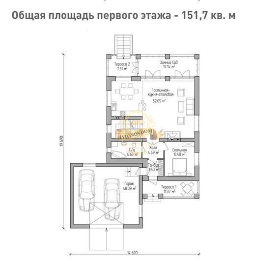 Планировка Дом из газосиликатных блоков AN039-15