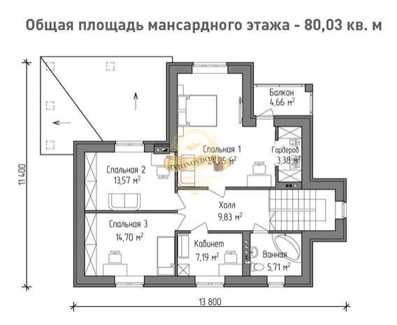 Планировка Дом из газосиликатных блоков AN066-15