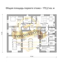 Планировка одноэтажного дома из газобетона с котельной.