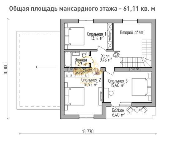 Планировка Дом из газосиликатных блоков AN012-14