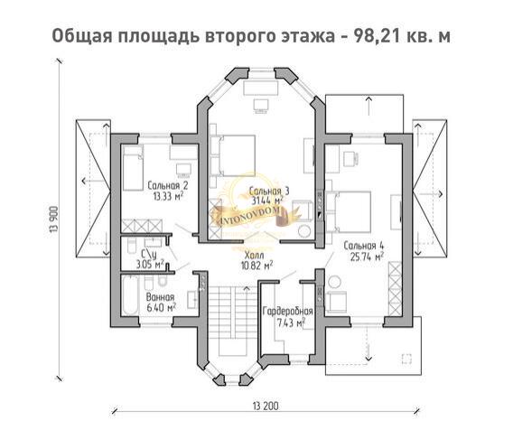 Планировка Дом из пеноблоков AN102-13
