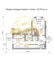 Планировка двухэтажного дома из газобетона с балконом