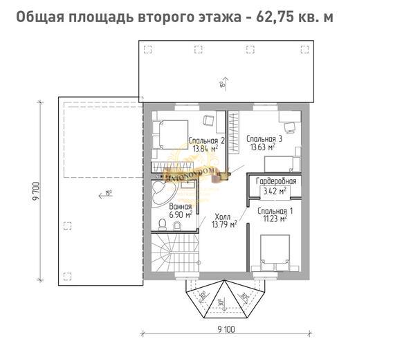 Планировка Дом из газосиликатных блоков AN060-12