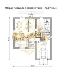 Планировка дома из газобетона с мансардой и гаражом.